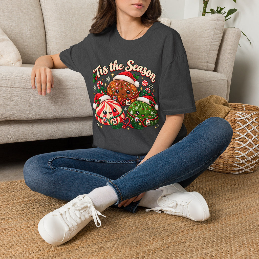 ’Tis the Season Christmas Nurse Dumplings T-Shirt | Cute Squishy Style