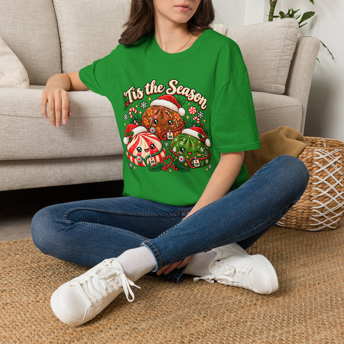 ’Tis the Season Christmas Nurse Dumplings T-Shirt | Cute Squishy Style