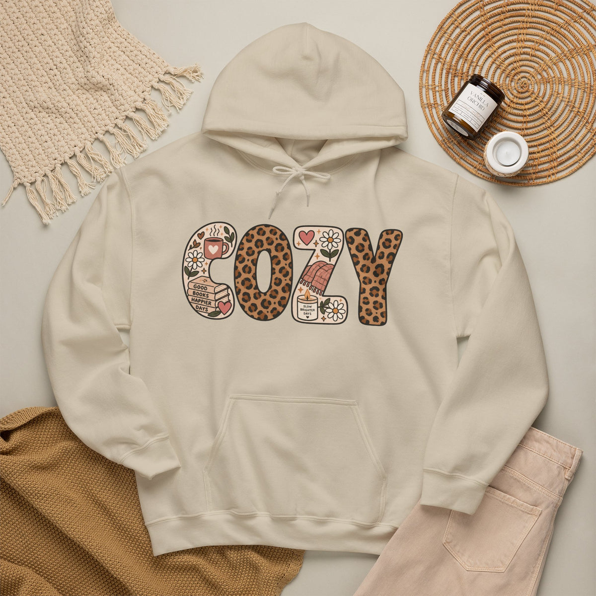 COZY Patchwork Graphic Hoodie | Unisex Pullover