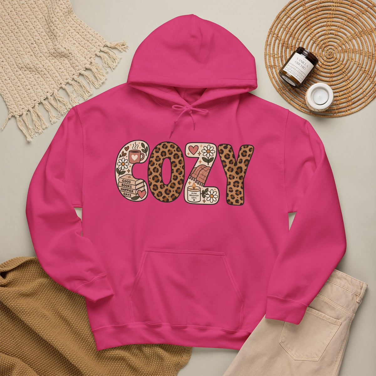 COZY Patchwork Graphic Hoodie | Unisex Pullover