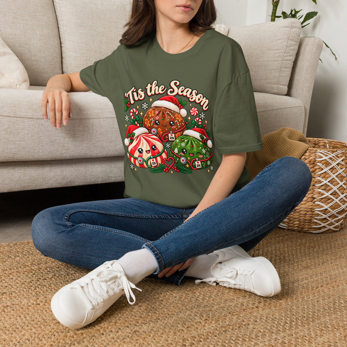 ’Tis the Season Christmas Nurse Dumplings T-Shirt | Cute Squishy Style