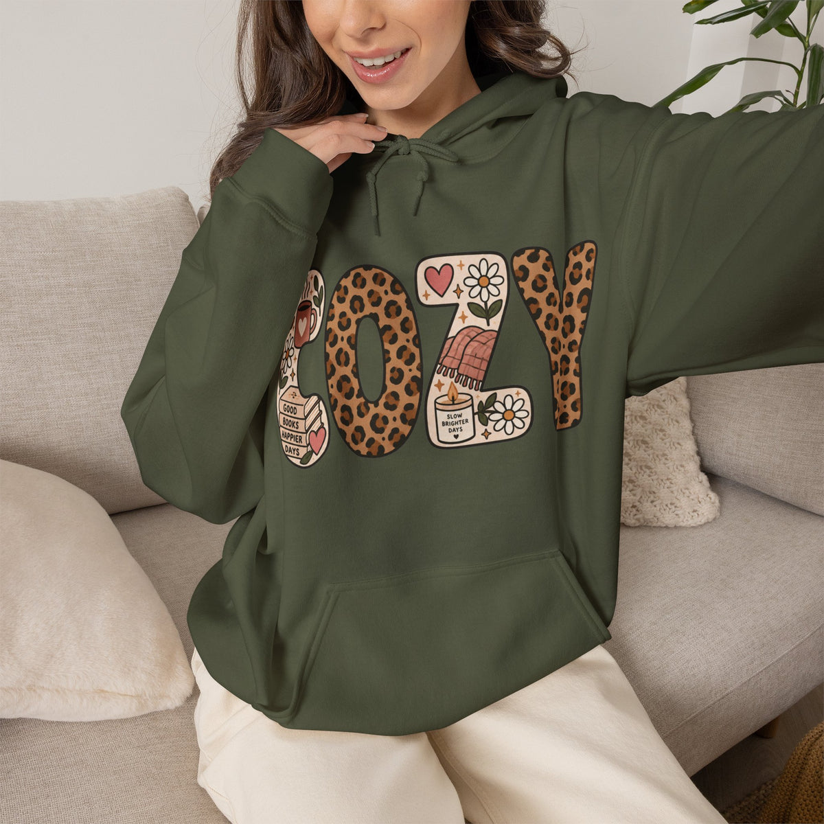 COZY Patchwork Graphic Hoodie | Unisex Pullover