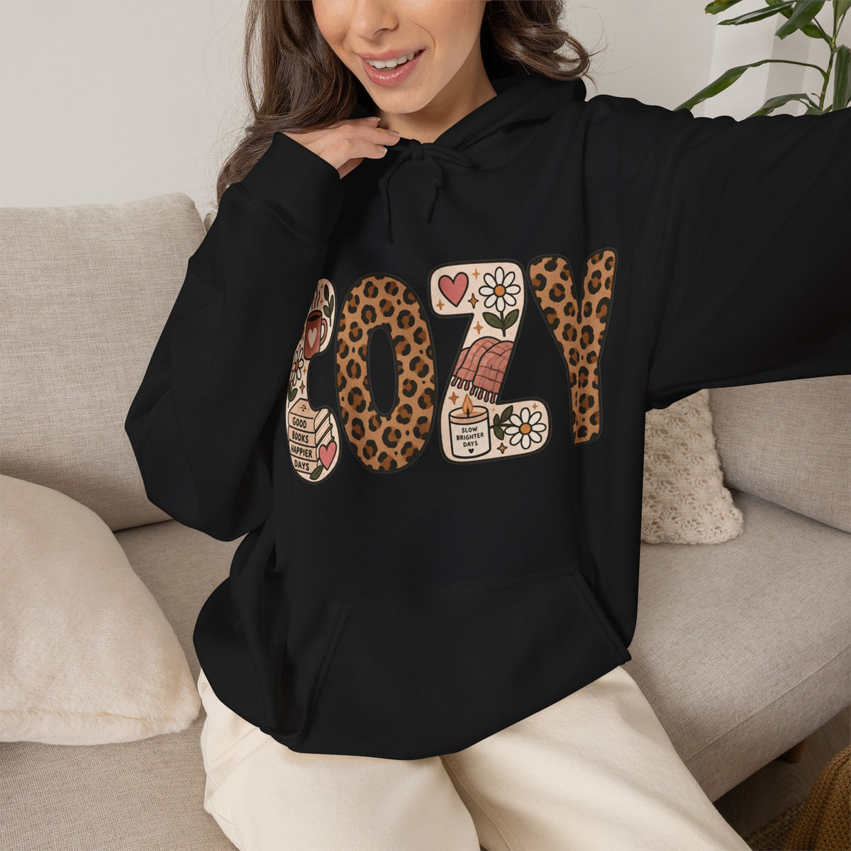 COZY Patchwork Graphic Hoodie | Unisex Pullover