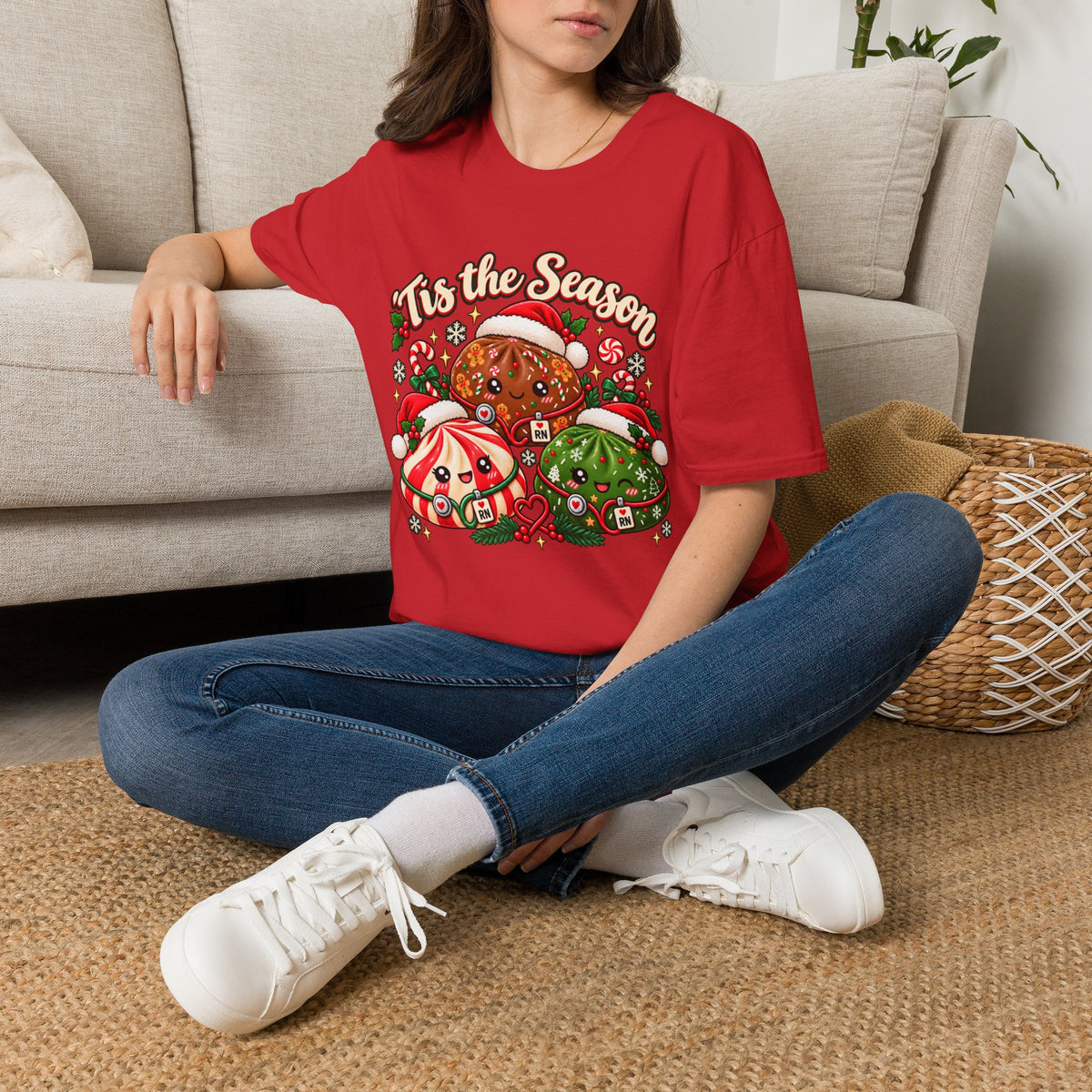 ’Tis the Season Christmas Nurse Dumplings T-Shirt | Cute Squishy Style
