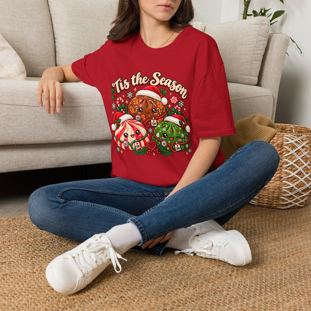 ’Tis the Season Christmas Nurse Dumplings T-Shirt | Cute Squishy Style