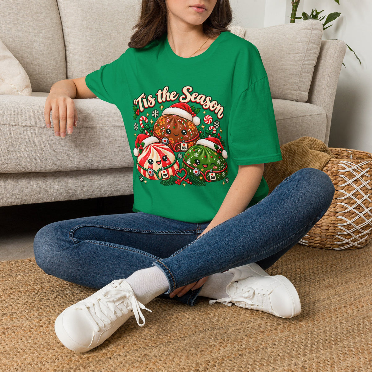 ’Tis the Season Christmas Nurse Dumplings T-Shirt | Cute Squishy Style