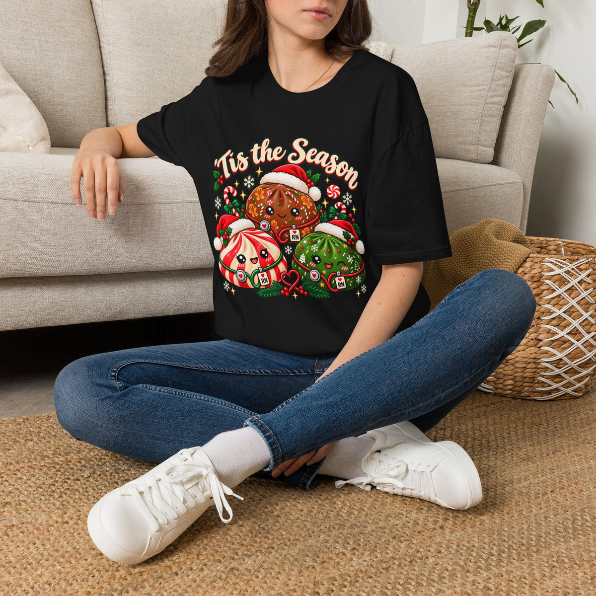’Tis the Season Christmas Nurse Dumplings T-Shirt | Cute Squishy Style