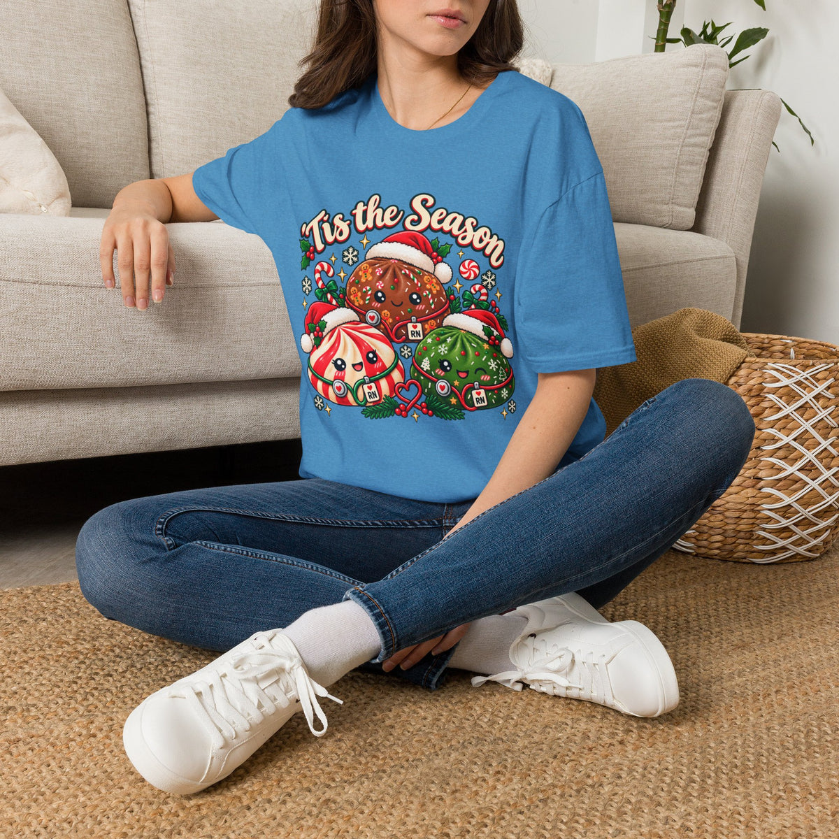 ’Tis the Season Christmas Nurse Dumplings T-Shirt | Cute Squishy Style