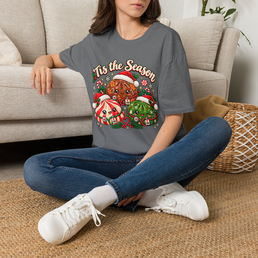 ’Tis the Season Christmas Nurse Dumplings T-Shirt | Cute Squishy Style