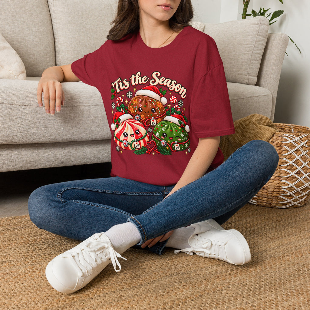 ’Tis the Season Christmas Nurse Dumplings T-Shirt | Cute Squishy Style