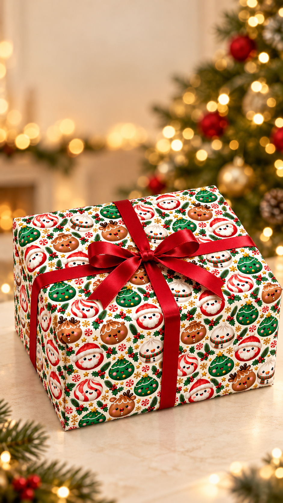 Christmas Squishy Dumpling Gift Wrap - Holiday Wrapping Paper
